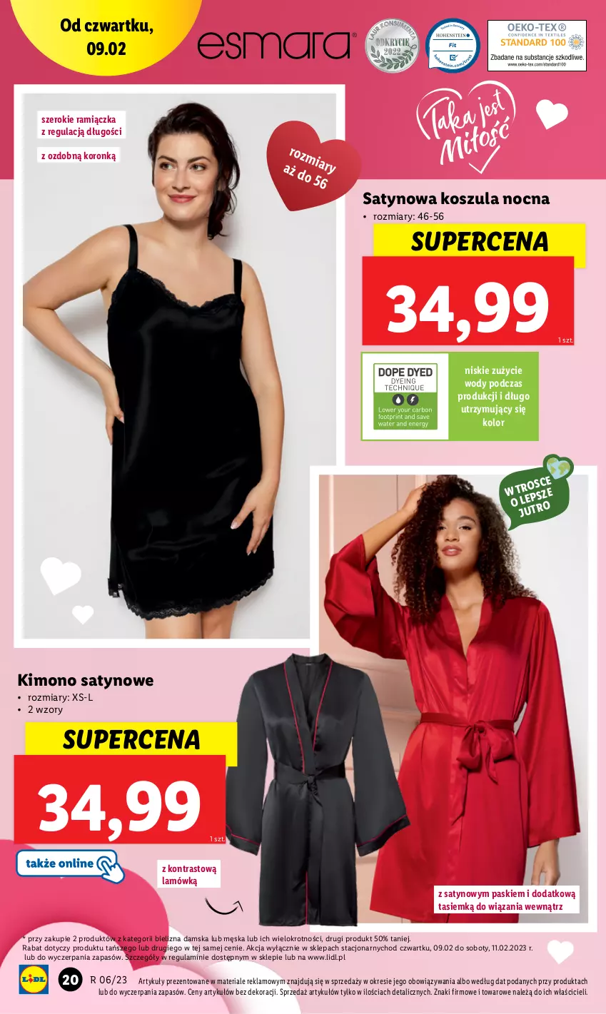 Gazetka promocyjna Lidl - GAZETKA - ważna 06.02 do 11.02.2023 - strona 22 - produkty: Bielizna, Kimono satynowe, Kosz, Koszula, Koszula nocna