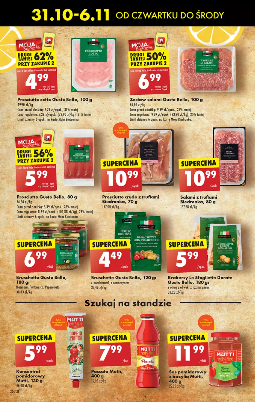 Gazetka promocyjna Biedronka - Od Czwartku - ważna 31.10 do 06.11.2024 - strona 38 - produkty: Bazyl, Bell, Bruschette, Krakersy, Prosciutto, Salami, Sos, Sos pomidorowy