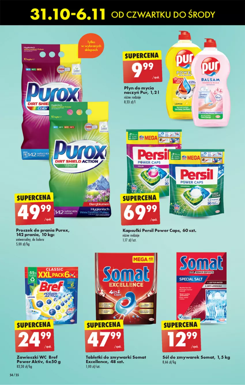 Gazetka promocyjna Biedronka - Od Czwartku - ważna 31.10 do 06.11.2024 - strona 64 - produkty: Bref, Persil, Proszek do prania, Pur, Sól, Somat, Tablet, Tabletki do zmywarki, Zawieszki, Zmywarki