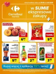 Gazetka promocyjna Carrefour - Gazetka Express w SUMIE ekspresowe zakupy - Gazetka - ważna od 06.07 do 06.07.2026 - strona 1 - produkty: Piwa, Cheetos, Gra, Lemoniada, Chrupki, Brzoskwinie, Kabanos, Arbuz, Wino