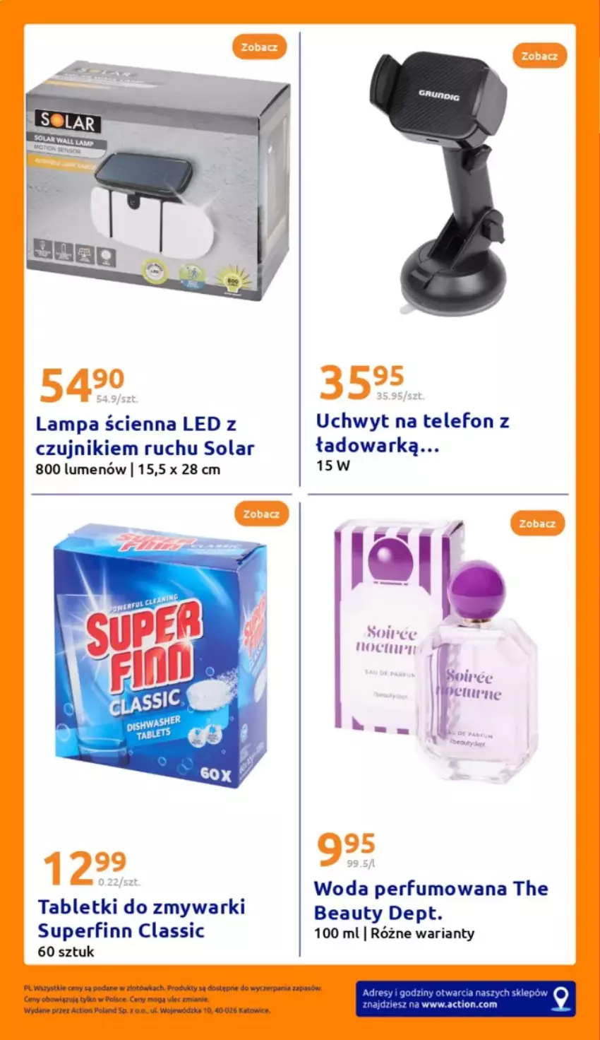 Gazetka promocyjna Action - ważna 05.02 do 11.02.2025 - strona 24 - produkty: Fa, Lampa, Lampa ścienna, Perfum, Tablet, Tabletki do zmywarki, Telefon, Woda, Woda perfumowana, Zmywarki