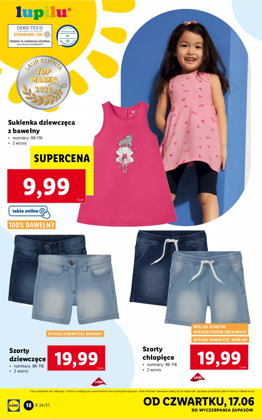 Gazetka promocyjna Lidl - GAZETKA - ważna 14.06 do 19.06.2021 - strona 18 - produkty: Dres, Sok, Sukienka, Szorty