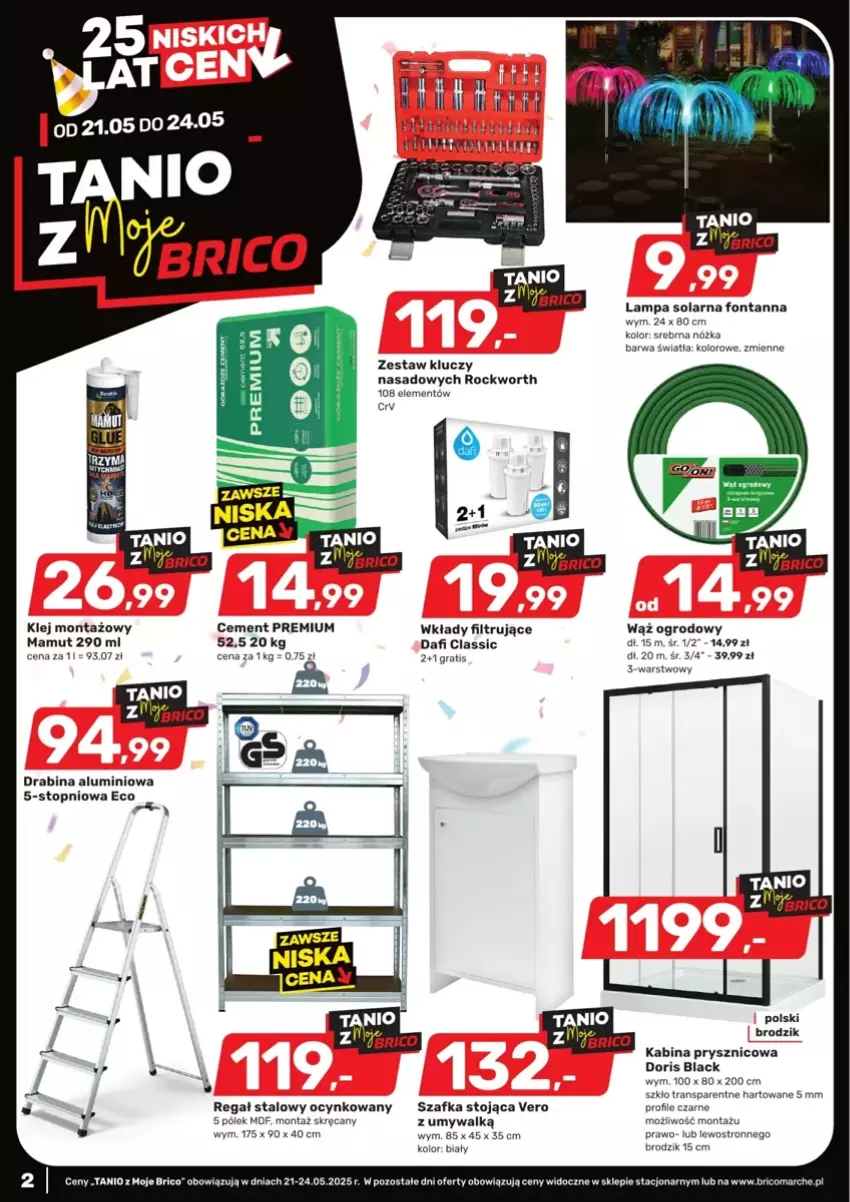 Gazetka promocyjna Bricomarche - ważna 21.05 do 24.05.2025 - strona 1 - produkty: Brodzik, Cement, Cynk, Drabina, Gra, Klej, Lack, Lampa, Por, Regał, Szafka, Top, Tran, Zestaw kluczy, Zestaw kluczy nasadowych