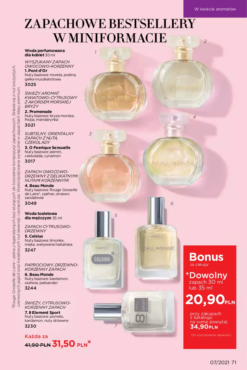 Gazetka promocyjna Faberlic - Gazetka - ważna 03.05 do 23.05.2021 - strona 71 - produkty: Bryza, Czekolada, Gałka, Limonka, Mięta, Morela, Mus, Nuty, Perfum, Pomelo, Por, Sandał, Sport, Szafran, Woda, Woda perfumowana, Woda toaletowa