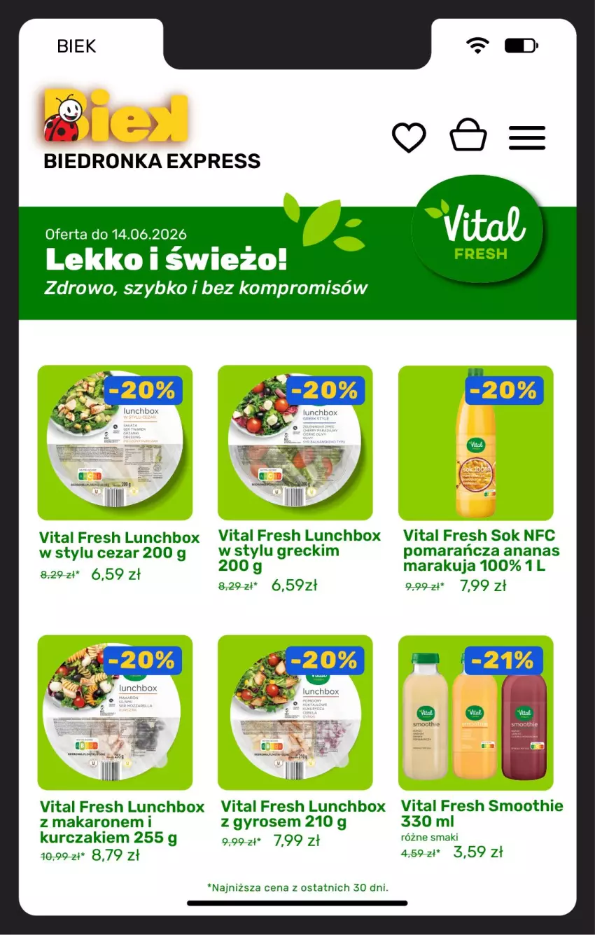 Gazetka promocyjna Biedronka - Gazetka - ważna 12.06 do 19.06.2026 - strona 10 - produkty: Ananas, Gyros, Kurczak, Makaron, Smoothie, Sok