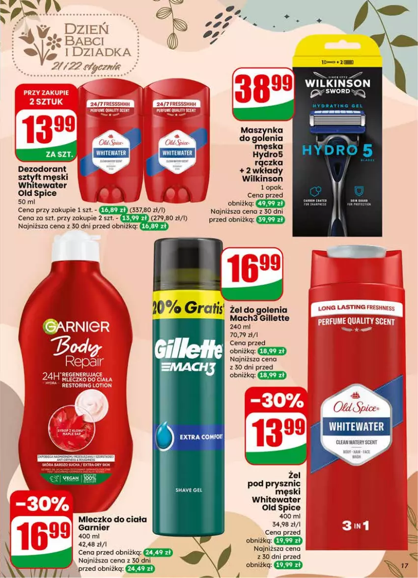 Gazetka promocyjna Dino - Gazetka 04 / 2026 - ważna 21.01 do 27.01.2026 - strona 17 - produkty: Garnier, Gillette, Mach3, Maszynka, Mleczko, Mleczko do ciała, Old Spice, Szynka