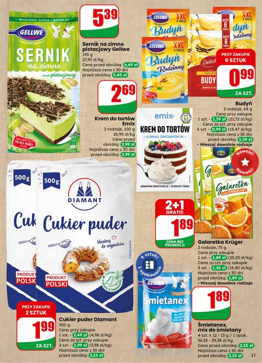 Gazetka promocyjna Dino - Gazetka 04 / 2026 - ważna 21.01 do 27.01.2026 - strona 21 - produkty: Budyń, Cukier, Cukier puder, Diamant, Gala, Galaretka, Gra, Puder, Ser
