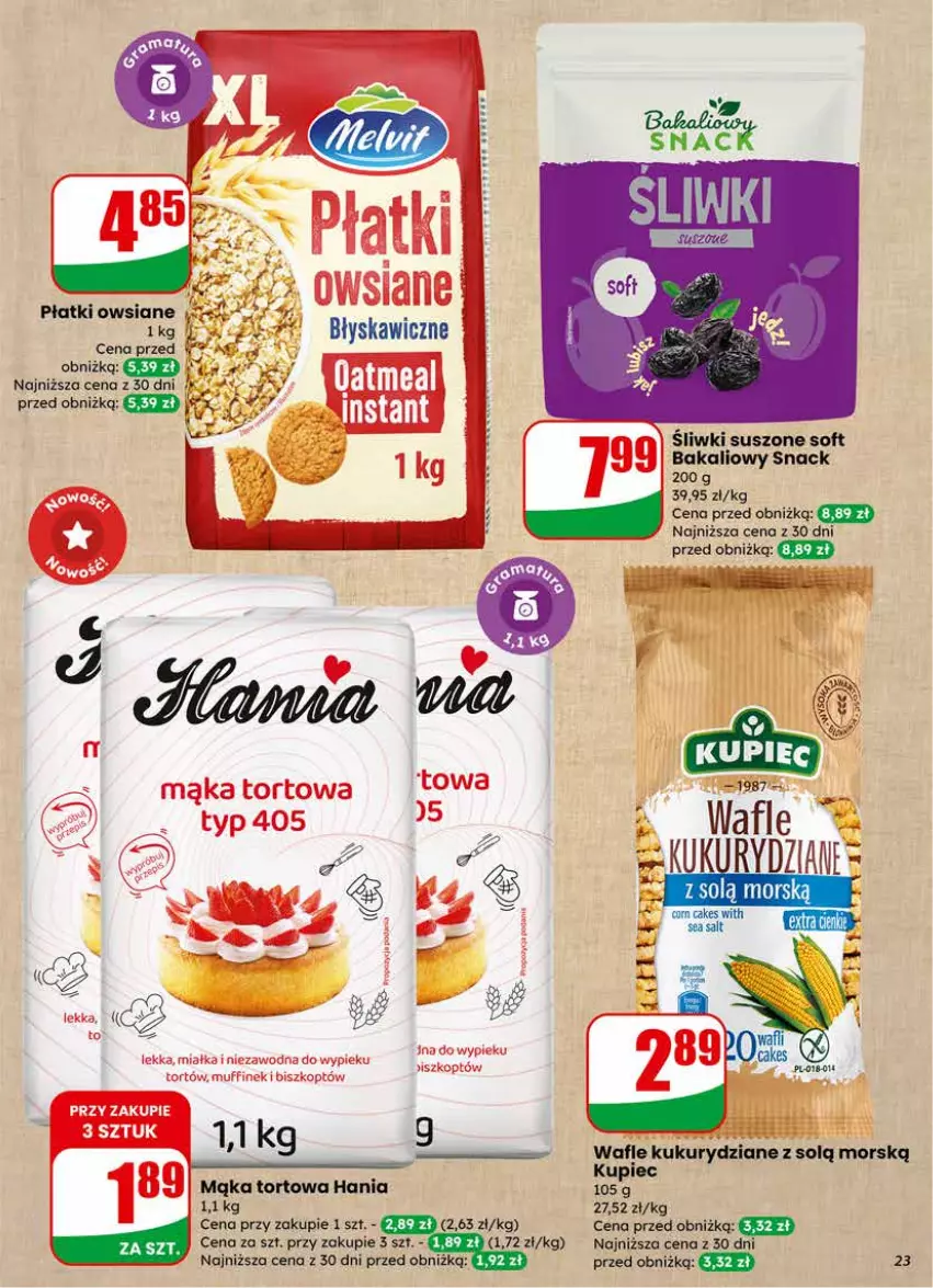 Gazetka promocyjna Dino - Gazetka 04 / 2026 - ważna 21.01 do 27.01.2026 - strona 23 - produkty: Kupiec, Mąka, Mąka tortowa, Piec, Płatki owsiane, Wafle