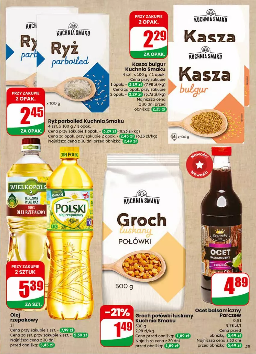 Gazetka promocyjna Dino - Gazetka 04 / 2026 - ważna 21.01 do 27.01.2026 - strona 25 - produkty: Bulgur, Groch, Kasza, Kuchnia, LG, Ocet, Ocet balsamiczny, Olej, Ryż, Ryż parboiled