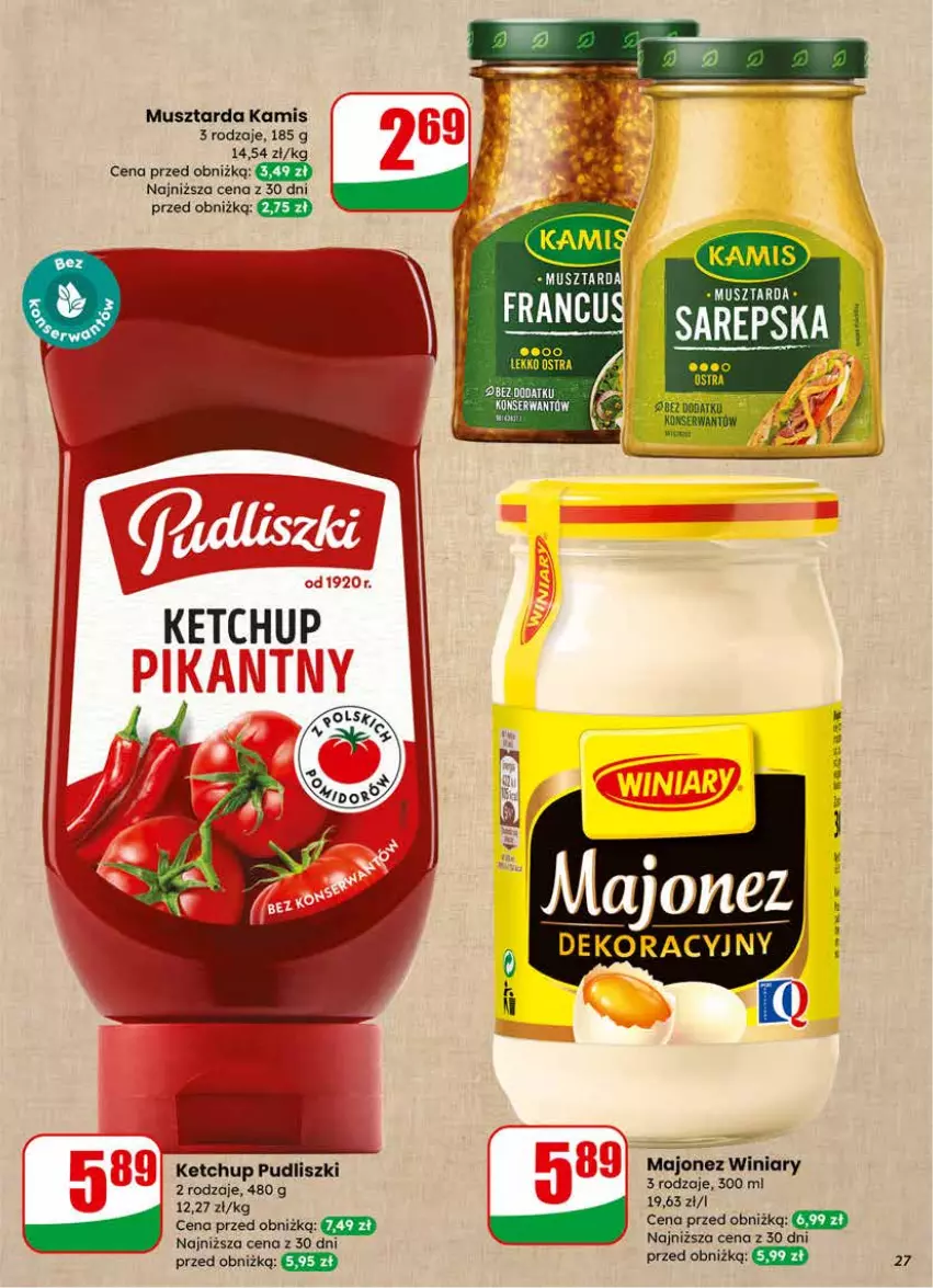 Gazetka promocyjna Dino - Gazetka 04 / 2026 - ważna 21.01 do 27.01.2026 - strona 27 - produkty: Kamis, Ketchup, Majonez, Mus, Musztarda, Pudliszki, Ser