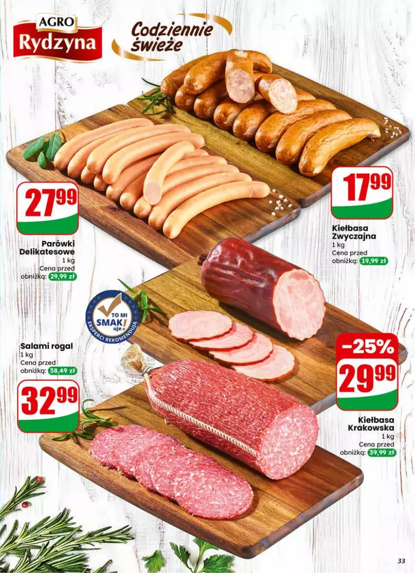 Gazetka promocyjna Dino - Gazetka 04 / 2026 - ważna 21.01 do 27.01.2026 - strona 33 - produkty: Kiełbasa, Parówki, Rogal, Salami