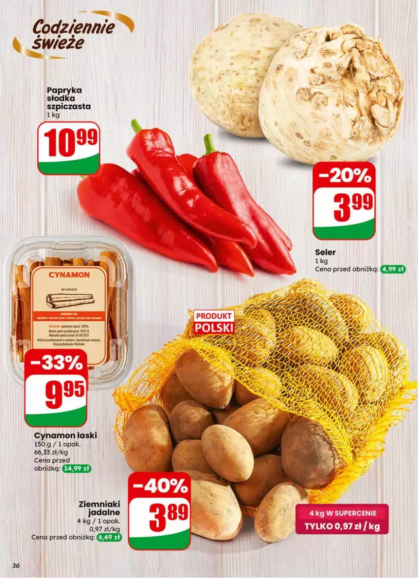 Gazetka promocyjna Dino - Gazetka 04 / 2026 - ważna 21.01 do 27.01.2026 - strona 36 - produkty: Papryka, Papryka słodka, Szpic, Ziemniaki