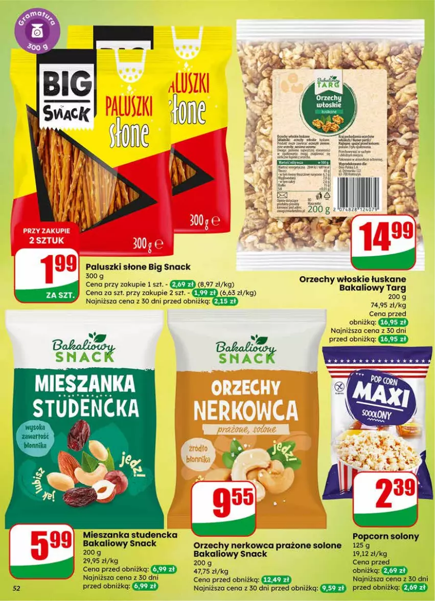 Gazetka promocyjna Dino - Gazetka 04 / 2026 - ważna 21.01 do 27.01.2026 - strona 52 - produkty: Mieszanka studencka, Orzechy włoskie, Popcorn