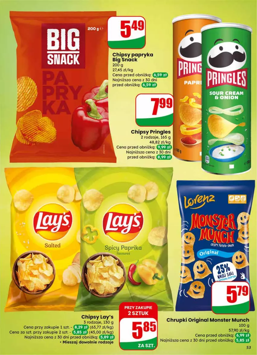 Gazetka promocyjna Dino - Gazetka 04 / 2026 - ważna 21.01 do 27.01.2026 - strona 53 - produkty: Chipsy, Chrupki, Gin, Monster Munch, Papryka, Pringles