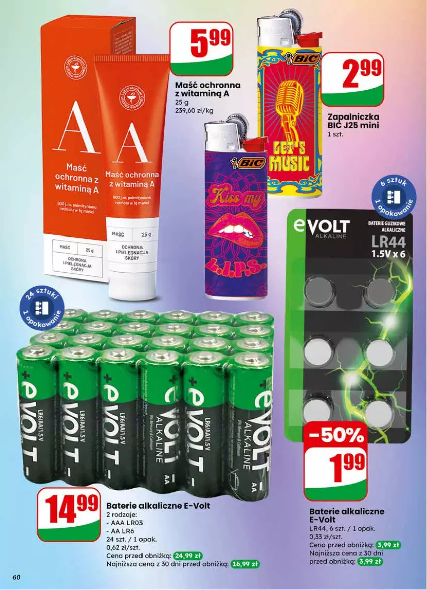 Gazetka promocyjna Dino - Gazetka 04 / 2026 - ważna 21.01 do 27.01.2026 - strona 60 - produkty: Baterie alkaliczne, BIC, Zapalniczka