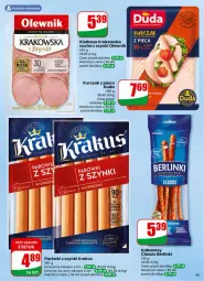 Gazetka promocyjna Dino - Gazetka 04 / 2026 - Gazetka - ważna od 27.01 do 27.01.2026 - strona 45 - produkty: Piec, Kurczak, Krakus, Kiełbasa krakowska, Parówki, Parówki z szynki, Kabanos, Kiełbasa, Olewnik, Berlinki, Mięso