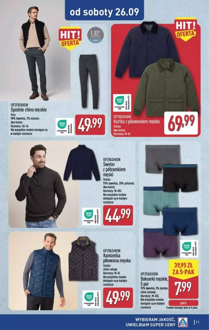 Gazetka promocyjna Aldi - Przygotuj się na kolejny tydzień! - ważna 23.09 do 26.09.2026 - strona 11 - produkty: Bokserki, Fa, Kamizelka, Ser, Spodnie, Wełna