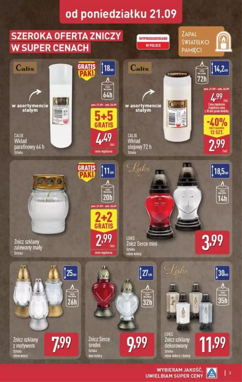 Gazetka promocyjna Aldi - Przygotuj się na kolejny tydzień! - ważna 23.09 do 26.09.2026 - strona 3 - produkty: Fa, Gra, LG, Olej, Ser, Znicz