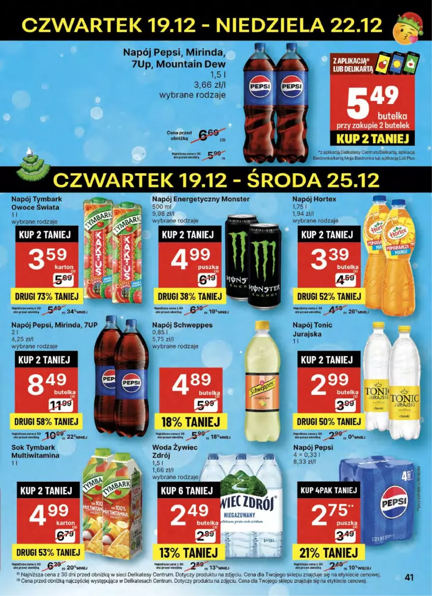 Gazetka promocyjna Delikatesy Centrum - NOWA GAZETKA Delikatesy Centrum od 19 grudnia! 19-25.12.2024 - ważna 19.12 do 25.12.2024 - strona 41 - produkty: 7up, Hortex, Mirinda, Napój, Napój energetyczny, Owoce, Pepsi, Rum, Schweppes, Sok, Tymbark, Woda