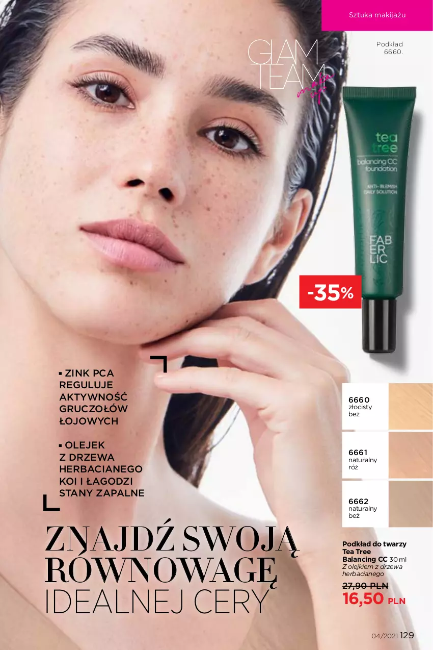 Gazetka promocyjna Faberlic - Gazetka - ważna 08.03 do 28.03.2021 - strona 129 - produkty: Makijaż, Olej, Podkład, Podkład do twarzy, Tea tree