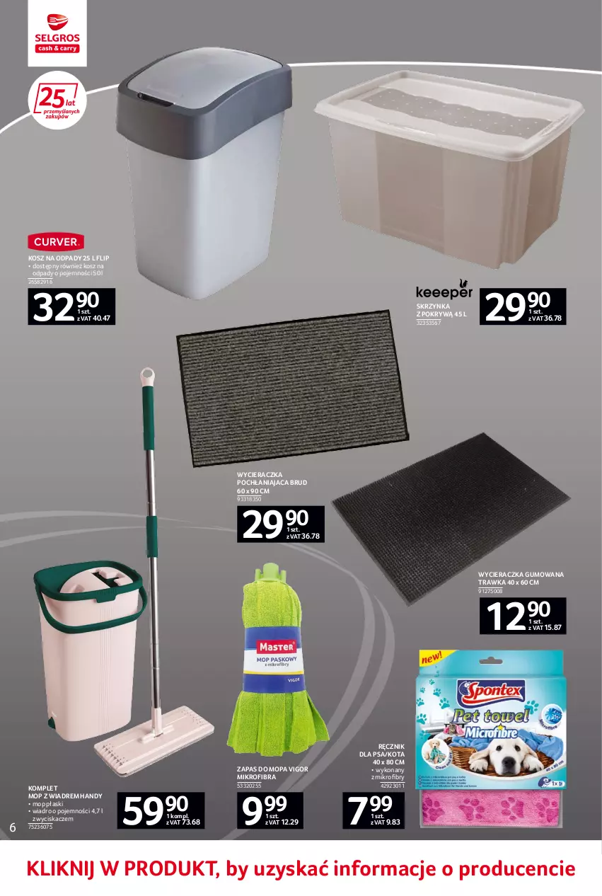 Gazetka promocyjna Selgros - Oferta przemysłowa - ważna 02.06 do 14.06.2022 - strona 38 - produkty: Kosz, Kosz na odpady, Mop, Ręcznik, Wiadro, Wycieraczka