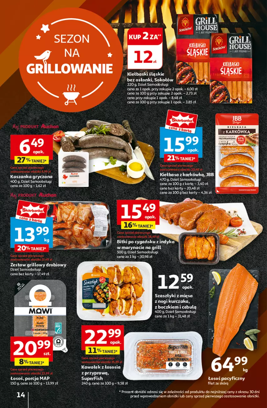 Gazetka promocyjna Auchan - Hipermarket - ważna 01.08 do 07.08.2024 - strona 16 - produkty: Grill, Gry, Kasza, Kaszanka, Kawa, Kiełbasa, Kurczak, Por, Sok, Sokołów, Sos, Wałek