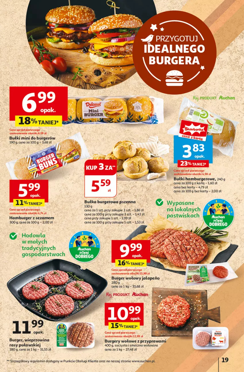 Gazetka promocyjna Auchan - Hipermarket - ważna 01.08 do 07.08.2024 - strona 21 - produkty: Burger, Hamburger, Sezam, Wołowina