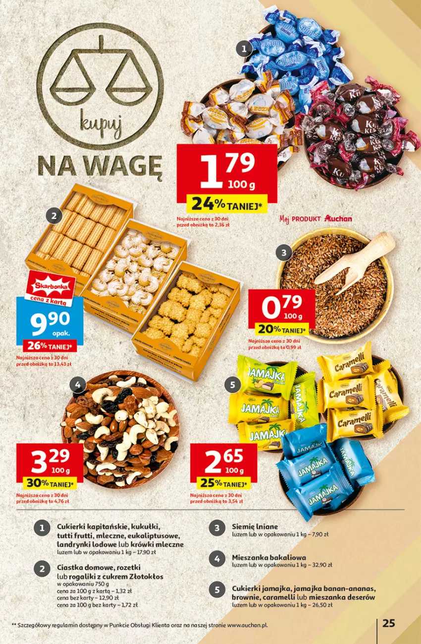 Gazetka promocyjna Auchan - Hipermarket - ważna 01.08 do 07.08.2024 - strona 27 - produkty: Brownie, Ciastka, Cukier, Cukierki, Deser, Krówki mleczne, Mieszanka bakaliowa, Rogal, Ser