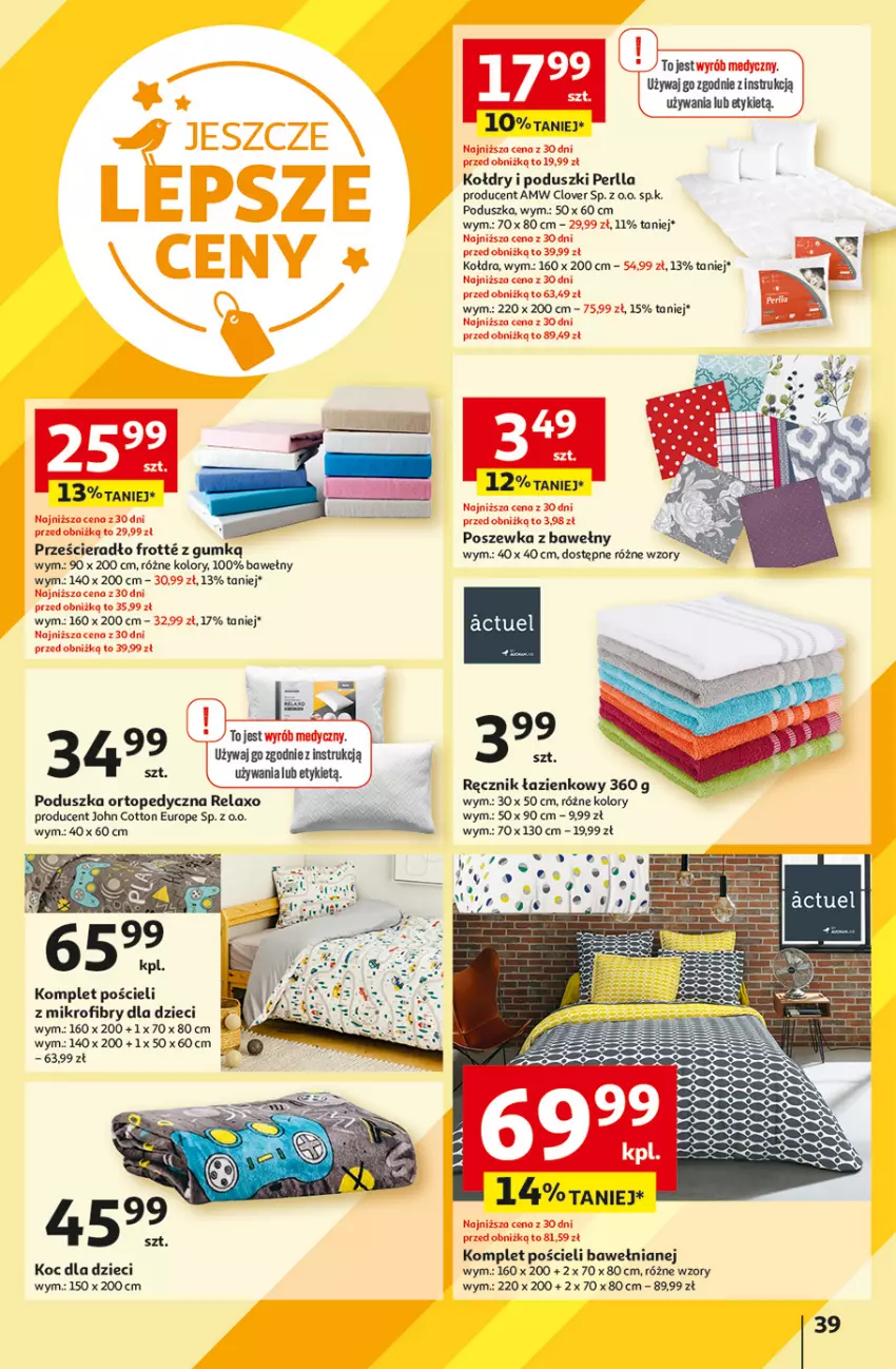 Gazetka promocyjna Auchan - Hipermarket - ważna 01.08 do 07.08.2024 - strona 47 - produkty: Dzieci, Koc, Kołdra, Komplet pościeli, Poduszka, Pościel, Prześcieradło, Ręcznik, Top