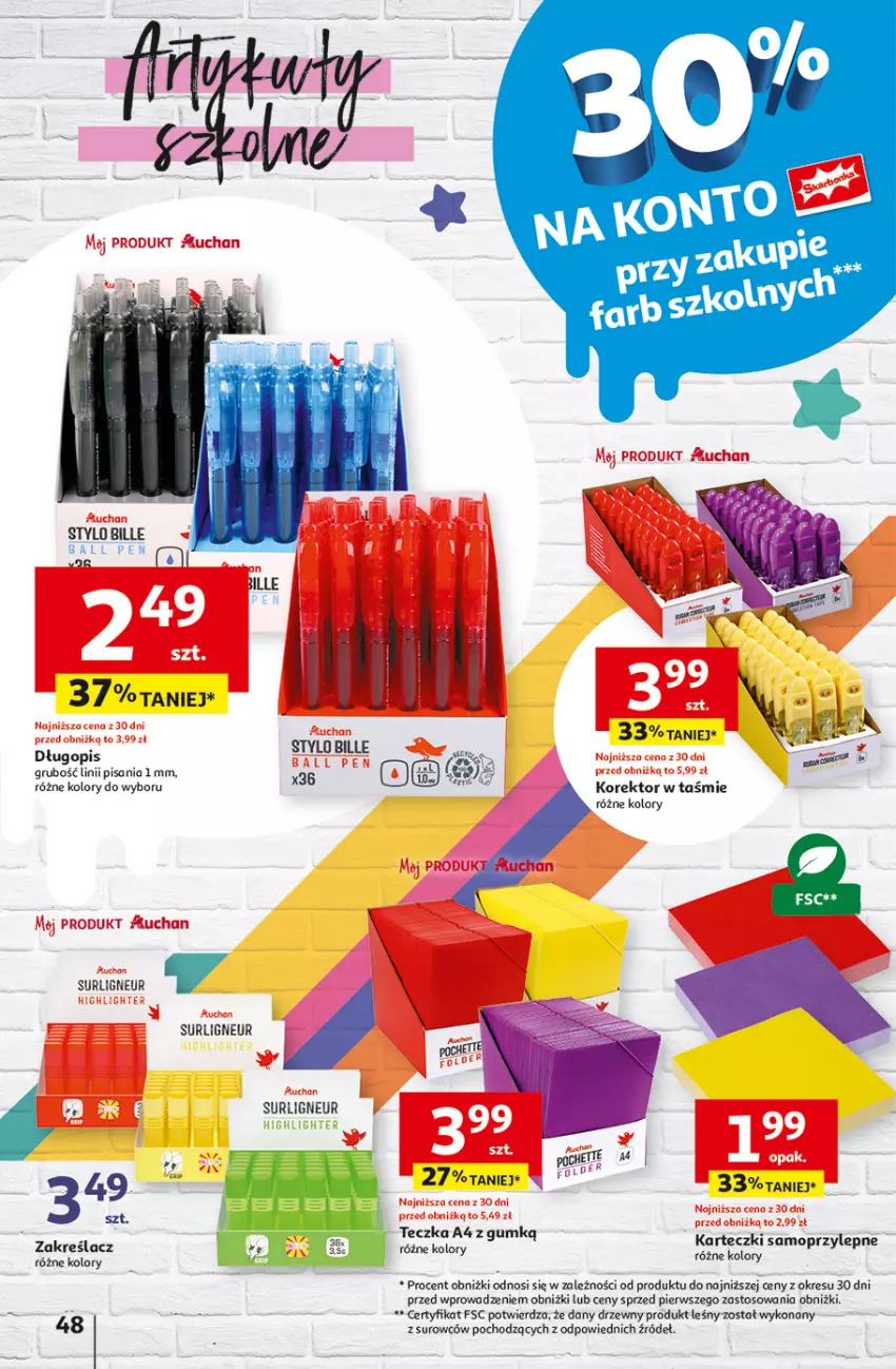 Gazetka promocyjna Auchan - Hipermarket - ważna 01.08 do 07.08.2024 - strona 56 - produkty: Długopis, Karteczki samoprzylepne, Mop