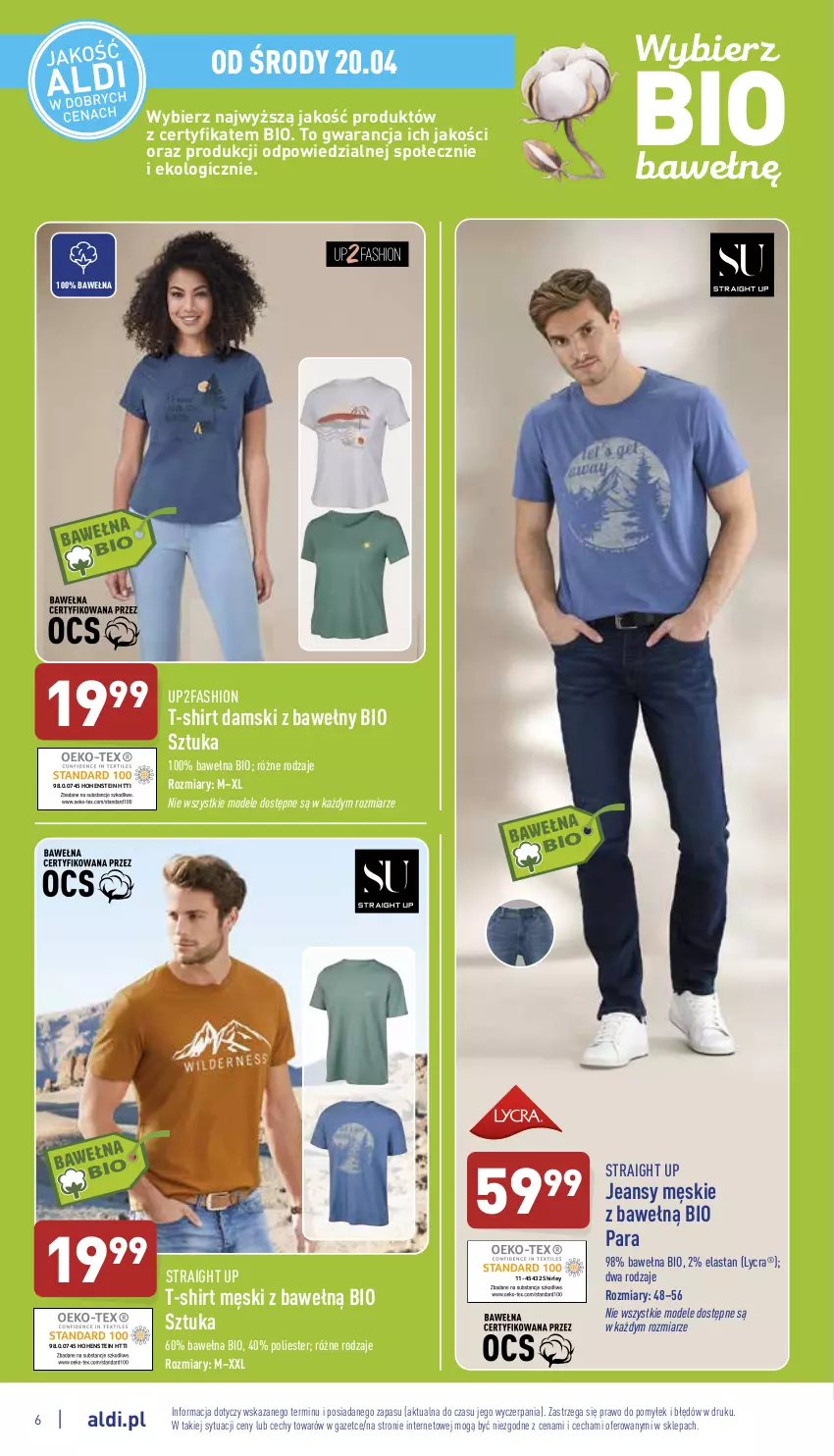 Gazetka promocyjna Aldi - Katalog Moda i Dom - ważna 20.04 do 23.04.2022 - strona 6 - produkty: Fa, T-shirt, Wełna