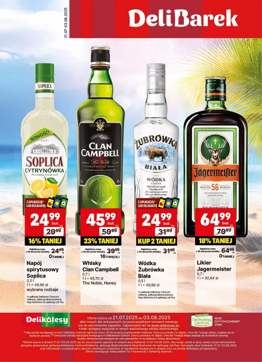 Gazetka promocyjna Delikatesy Centrum - Delibarek DC30-DC31 - ważna 21.07 do 03.08.2025 - strona 1 - produkty: Bell, Cif, Jagermeister, Likier, Napój, Rama, Rum, Soplica, Whisky, Wódka