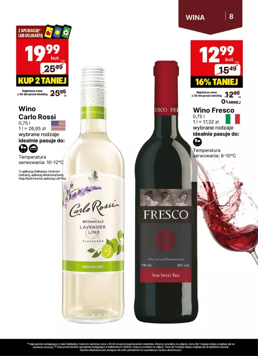 Gazetka promocyjna Delikatesy Centrum - Delibarek DC30-DC31 - ważna 21.07 do 03.08.2025 - strona 8 - produkty: Carlo Rossi, Fresco, Rum, Ser, Wino