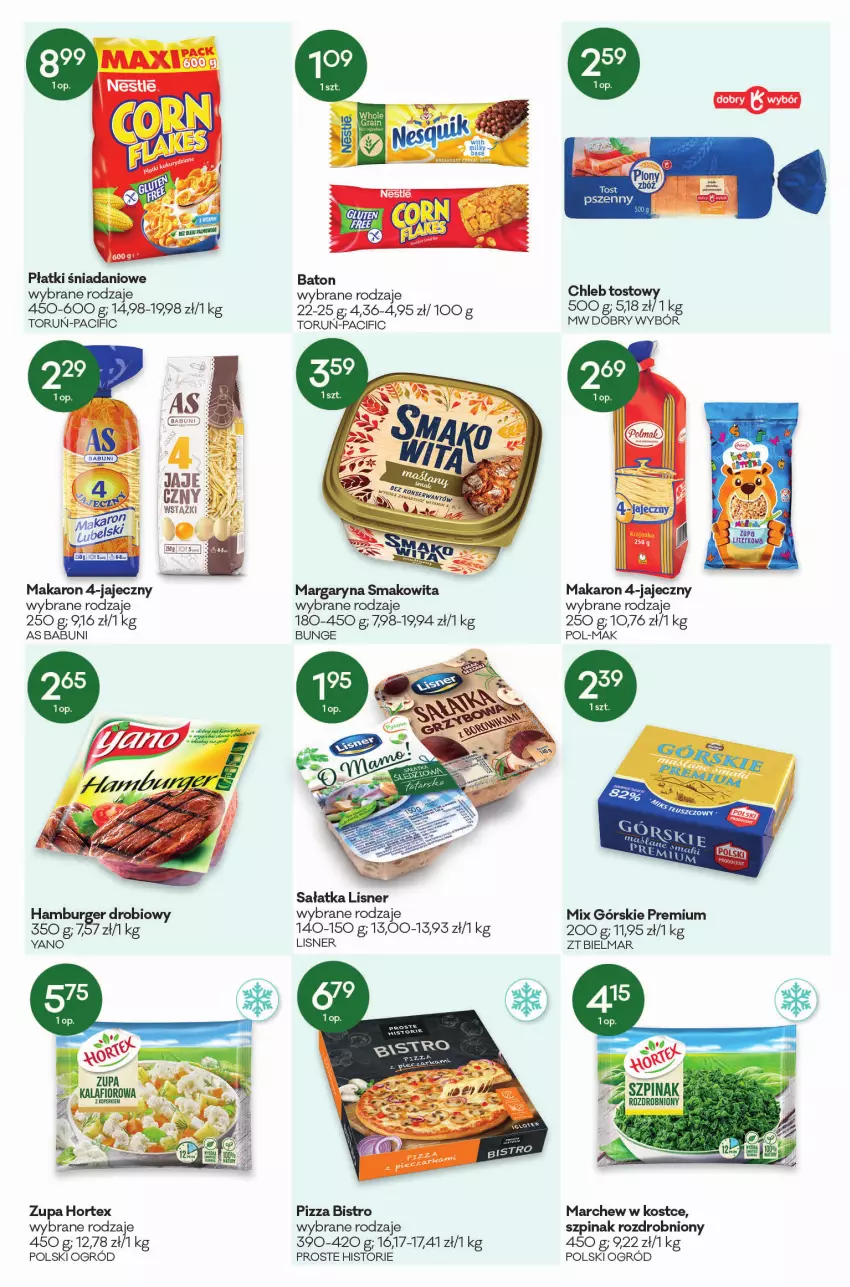 Gazetka promocyjna Groszek - ważna 05.01 do 18.01.2022 - strona 5 - produkty: Babuni, Baton, Burger, Chleb, Cif, Danio, Hamburger, Hortex, Lisner, Makaron, Margaryna, Ogród, Pizza, Sałat, Sałatka, Smakowita, Szpinak, Zupa