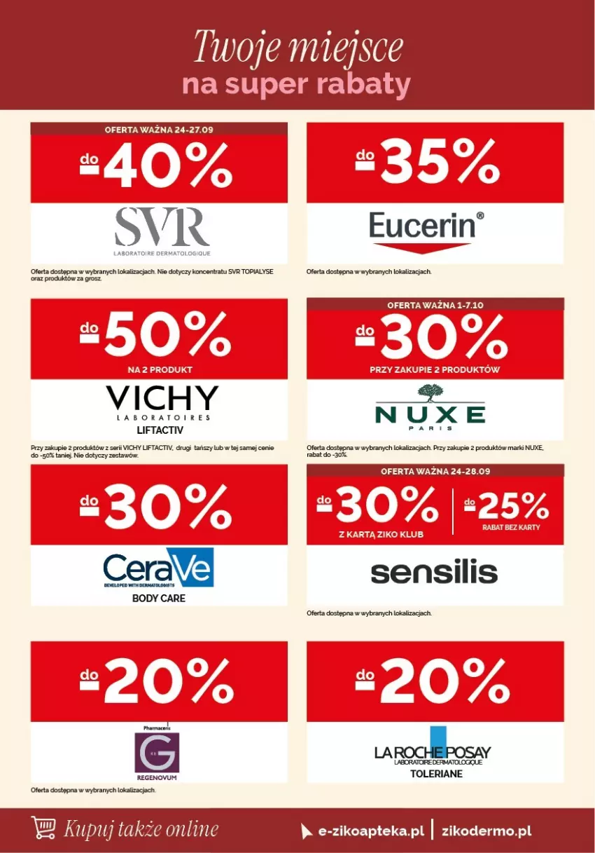 Gazetka promocyjna Ziko - Gazetka Ziko Dermo - ważna 24.09 do 07.10.2026 - strona 20 - produkty: Apteka, Fa, Nuxe, SVR, Top, Vichy