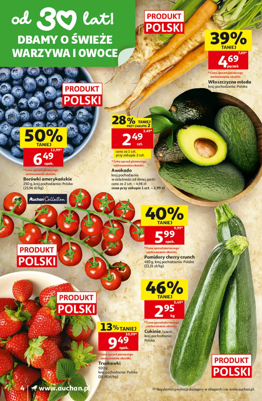 Gazetka promocyjna Auchan - 30 Lat Supermarket - ważna 16.07 do 22.07.2026 - strona 4 - produkty: Cenos, Pomidory, Truskawki