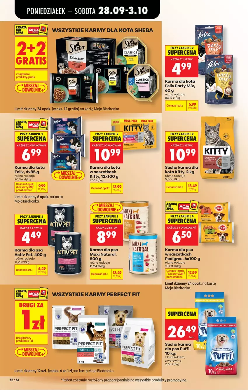 Gazetka promocyjna Biedronka - Od Poniedziałku - ważna 28.09 do 03.10.2026 - strona 100 - produkty: Felix, Gra, Kurczak, Pedigree, Por, Puf, Sheba, Sucha karma
