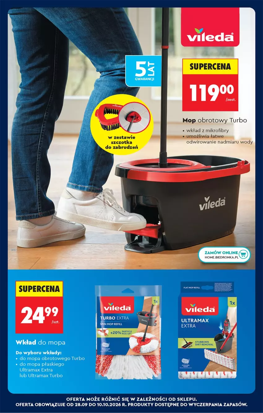 Gazetka promocyjna Biedronka - Od Poniedziałku - ważna 28.09 do 03.10.2026 - strona 105 - produkty: Mop, Rama, Szczotka, Wagi, Wkład do mopa