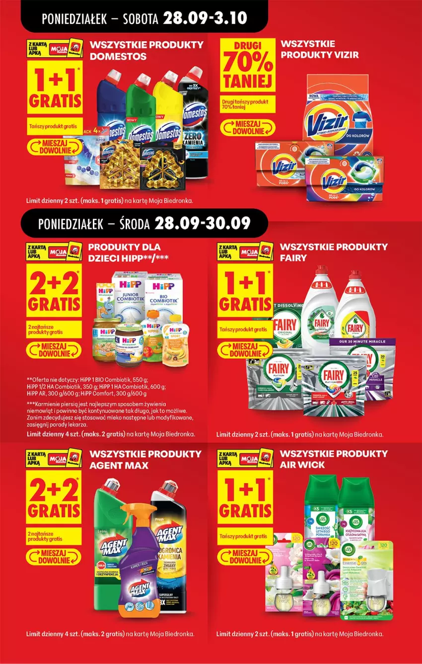 Gazetka promocyjna Biedronka - Od Poniedziałku - ważna 28.09 do 03.10.2026 - strona 17 - produkty: Domestos, Dzieci, Fa, Fairy, Gra, HiPP, Karmi, Mleko, O nas, Por, Vizir