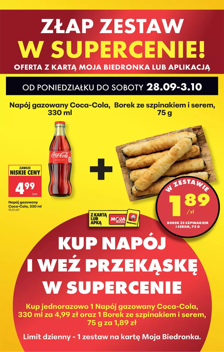 Gazetka promocyjna Biedronka - Od Poniedziałku - ważna 28.09 do 03.10.2026 - strona 49 - produkty: Coca-Cola, Napój, Napój gazowany, Ser, Szpinak