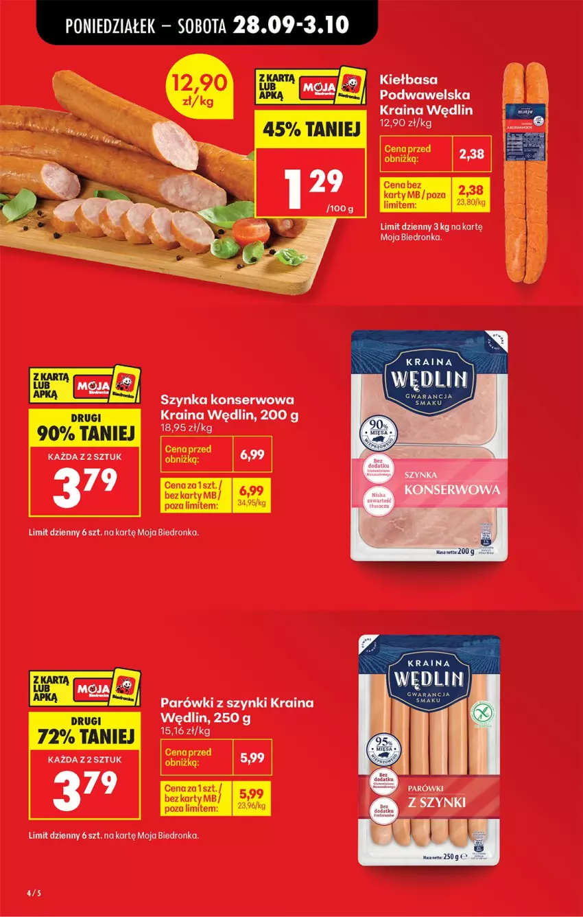 Gazetka promocyjna Biedronka - Od Poniedziałku - ważna 28.09 do 03.10.2026 - strona 6 - produkty: Kiełbasa, Kiełbasa podwawelska, Parówki, Parówki z szynki, Ser, Szynka, Szynka konserwowa, Wawel