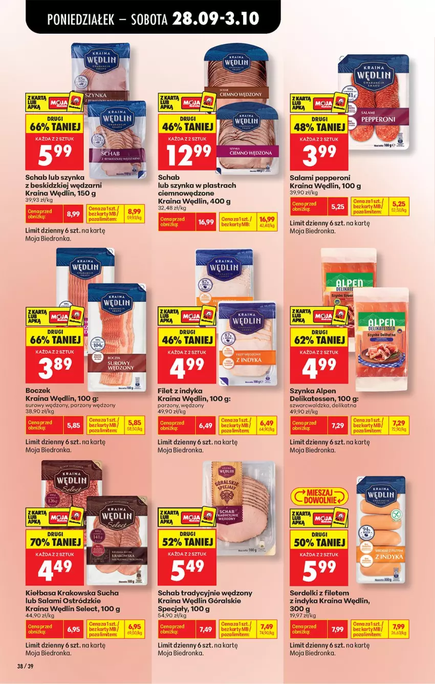 Gazetka promocyjna Biedronka - Od Poniedziałku - ważna 28.09 do 03.10.2026 - strona 62 - produkty: Beskidzki, Boczek, HP, Kiełbasa, Kiełbasa krakowska, Salami, Ser, Serdelki, Szynka