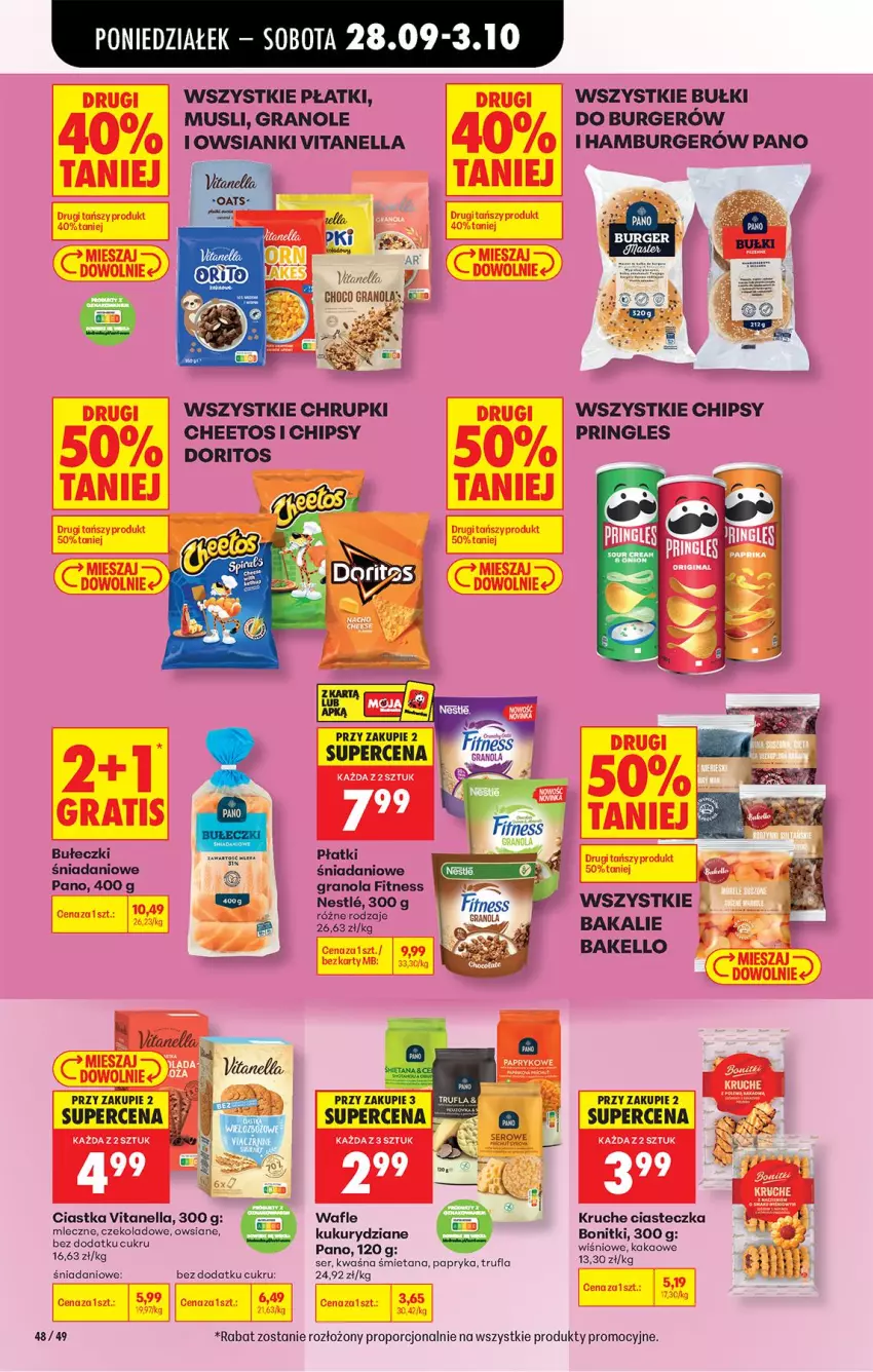 Gazetka promocyjna Biedronka - Od Poniedziałku - ważna 28.09 do 03.10.2026 - strona 80 - produkty: Bonitki, Bułeczki, Burger, Cheetos, Chipsy, Chrupki, Ciastka, Danio, Gra, Granola, Hamburger, Kakao, Mus, Por, Pringles, Ser, Wafle