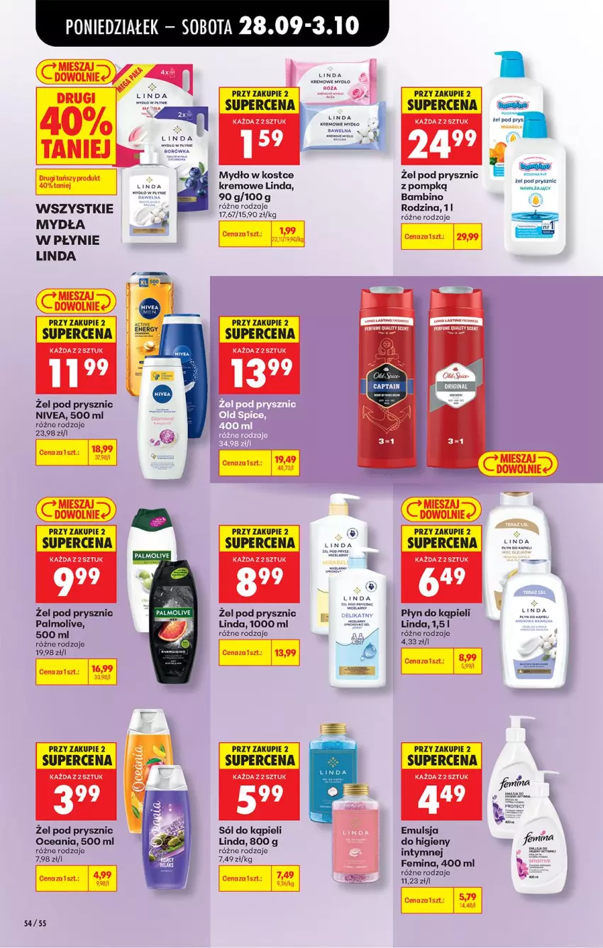 Gazetka promocyjna Biedronka - Od Poniedziałku - ważna 28.09 do 03.10.2026 - strona 90 - produkty: Emulsja, Fa, Mydło, Nivea, Palmolive, Płyn do kąpieli, Sól, Sól do kąpieli, Wełna