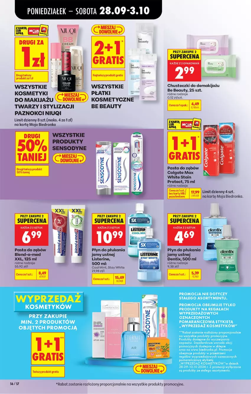 Gazetka promocyjna Biedronka - Od Poniedziałku - ważna 28.09 do 03.10.2026 - strona 92 - produkty: Be Be, Blend-a-Med, Chusteczki, Colgate, Fa, LG, Listerine, Makijaż, Niuqi, Pasta do zębów, Płyn do płukania, Por, Regał, Rura, Sensodyne