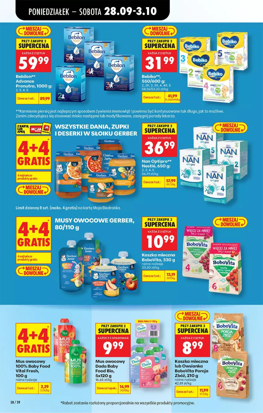 Gazetka promocyjna Biedronka - Od Poniedziałku - ważna 28.09 do 03.10.2026 - strona 94 - produkty: BEBILON, BoboVita, Dada, Mus, Owsianka, Por