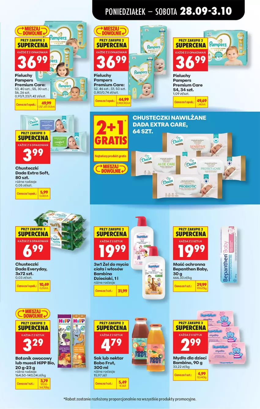 Gazetka promocyjna Biedronka - Od Poniedziałku - ważna 28.09 do 03.10.2026 - strona 95 - produkty: Baton, Bepanthen, Chusteczki, Dada, Dzieci, HiPP, Hipp Bio, Mydło, Nektar, Pampers, Pieluchy, Por, Sok, Tonik