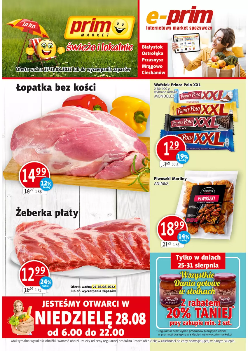 Gazetka promocyjna Prim Market - ważna 25.08 do 31.08.2022 - strona 1 - produkty: Morliny, Piwo, Prince Polo, Sok, Wafelek