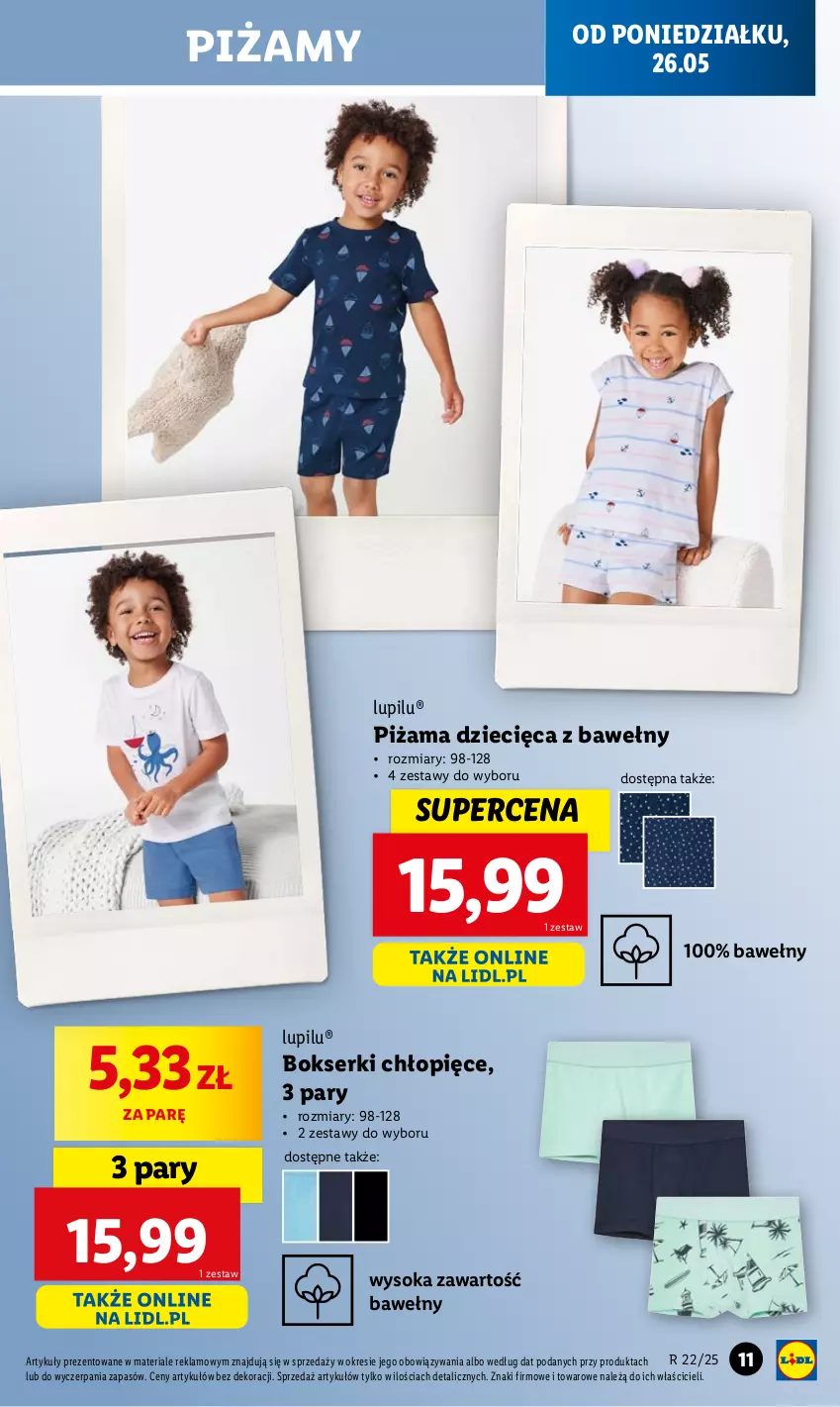 Gazetka promocyjna Lidl - GAZETKA - ważna 26.05 do 31.05.2025 - strona 11 - produkty: Bokserki, Dzieci, Piżama, Ser, Sok
