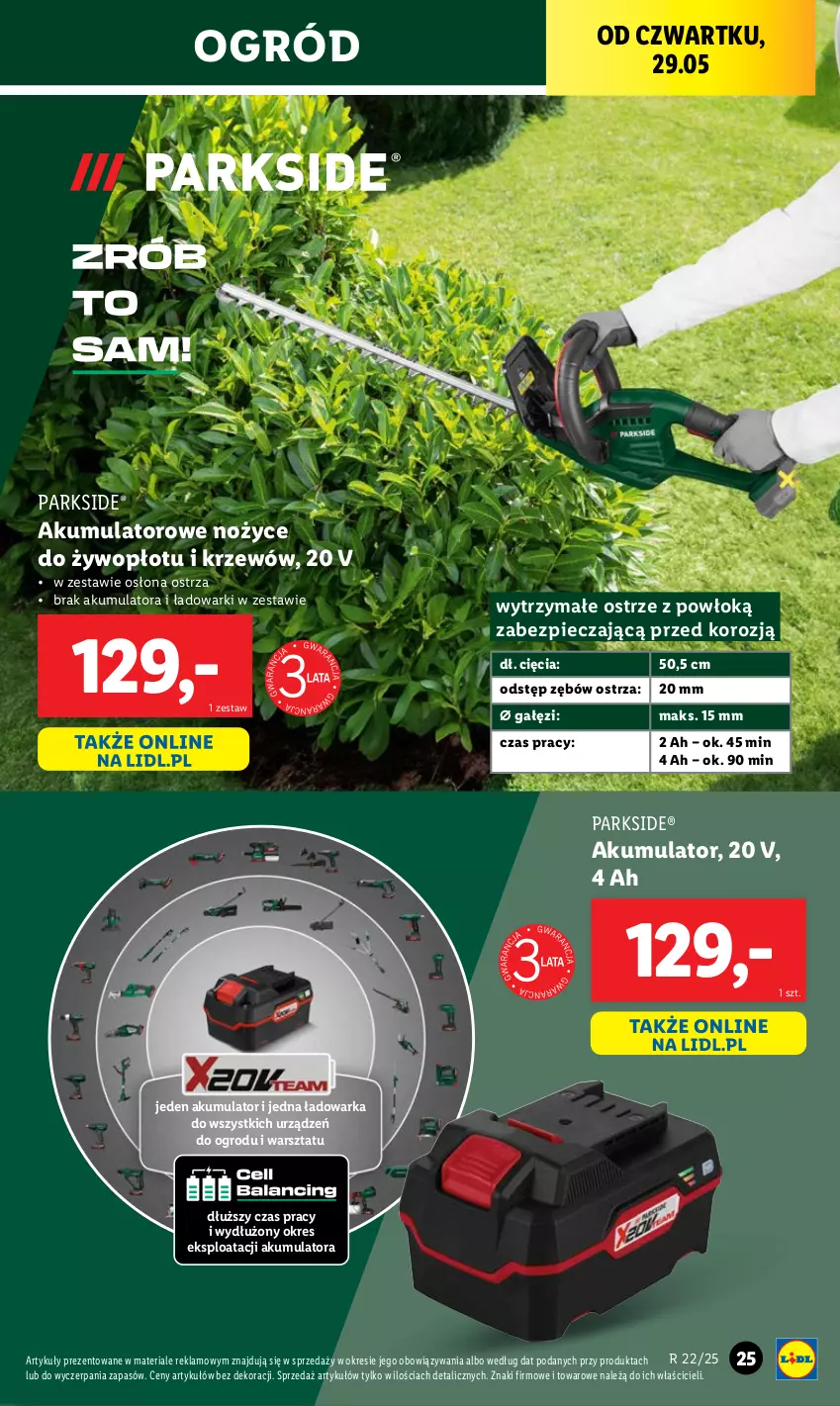 Gazetka promocyjna Lidl - GAZETKA - ważna 26.05 do 31.05.2025 - strona 31 - produkty: Akumulator, Noż, Nożyce, Ogród, Parkside, Piec, Warka